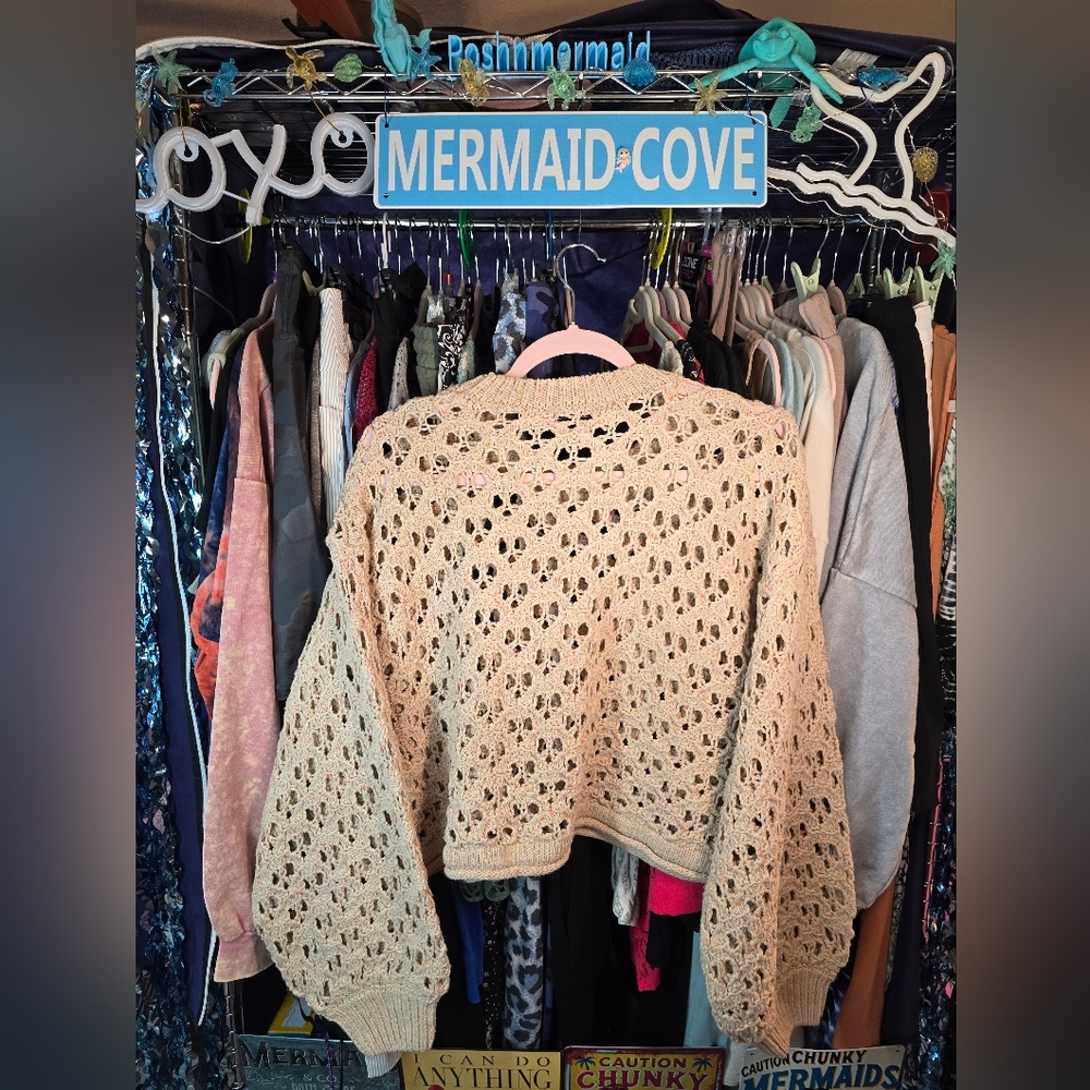 #0569 🧜♀️ L/XL ZENANA Lt Mocha Sweater w/Speckles 30-33ptp 22L Balloon Slvs - Picture 2 of 16